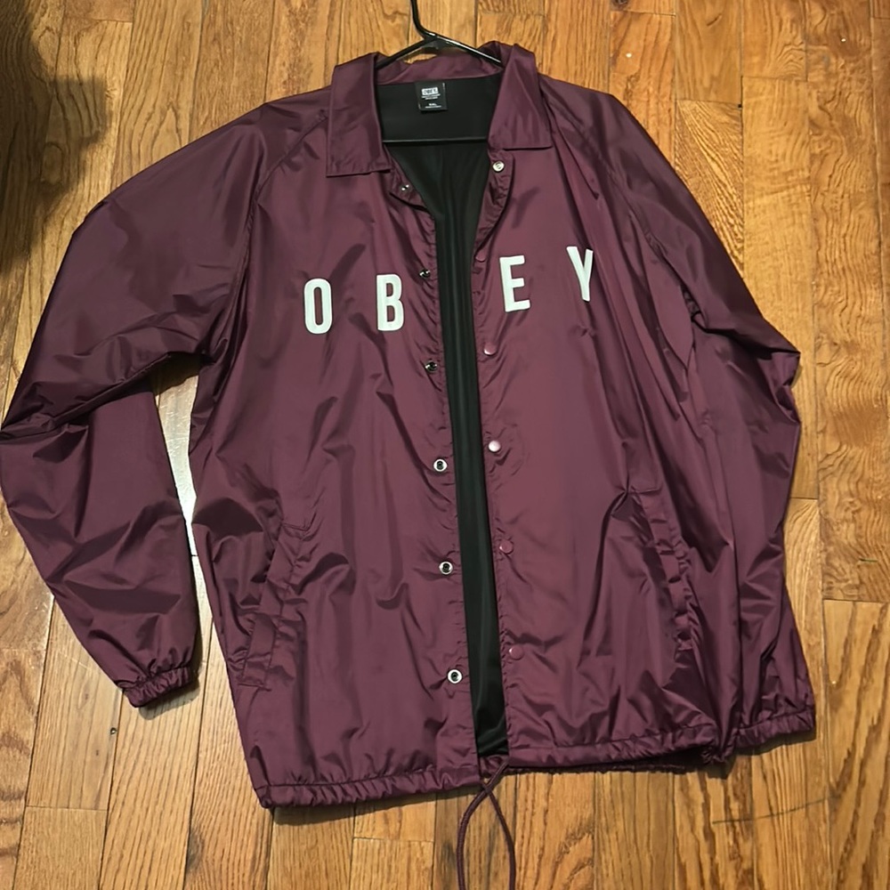 Men’s Obey Windbreaker XXL Maroon